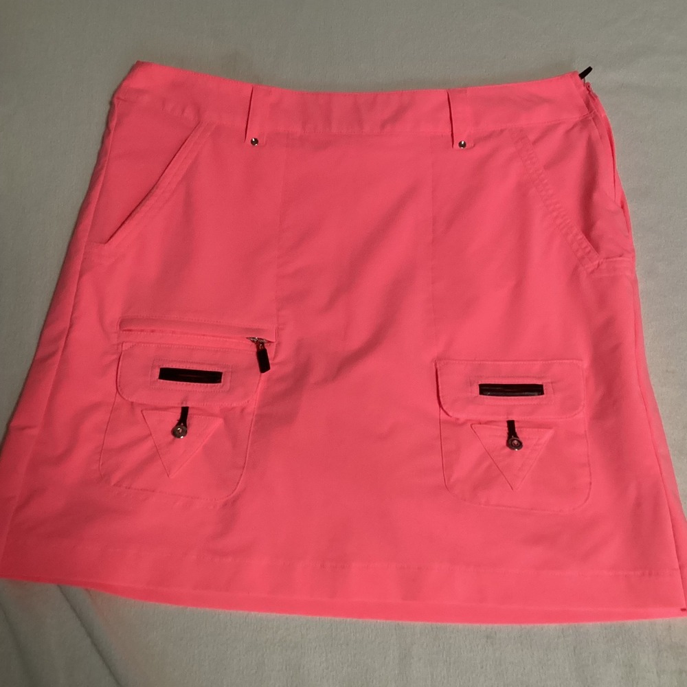 Jamie Sadock Neon Pink Golf Skort Womens 8 Cargo Pockets Side Zip Activewear